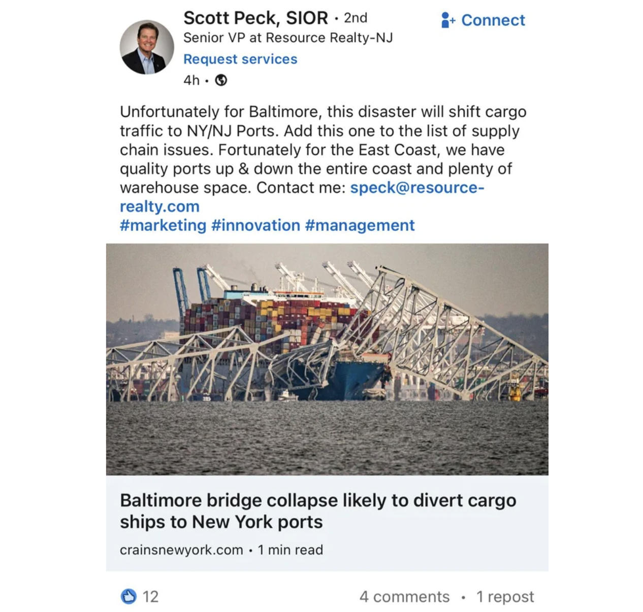 truss bridge - Scott Peck, Sior 2nd Senior Vp at Resource RealtyNj Request services 4h. Connect Unfortunately for Baltimore, this disaster will shift cargo traffic to NyNj Ports. Add this one to the list of supply chain issues. Fortunately for the East Co